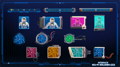 Map HUD elements and UI examples from the INTERFACE Sci-Fi Soldier HUD 3D game asset pack