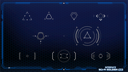 First person targeting sprites from INTERFACE Sci-Fi Soldier HUD 3D game asset pack