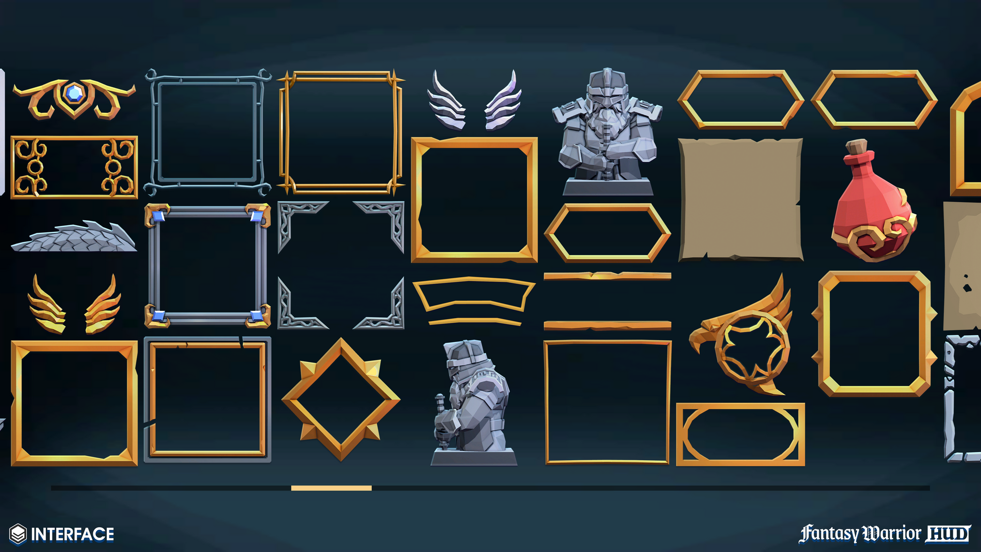 Fantasy icons and sprites from the Fantasy Warrior HUD pack