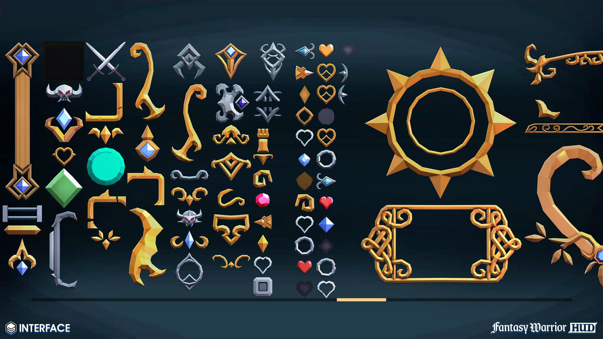 HUD sprite examples showing fantasy geometry and design