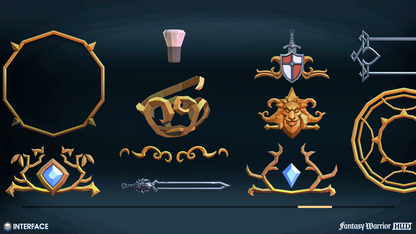 Fantasy Warrior HUD sprite examples for adventure, fantasy and medieval game design