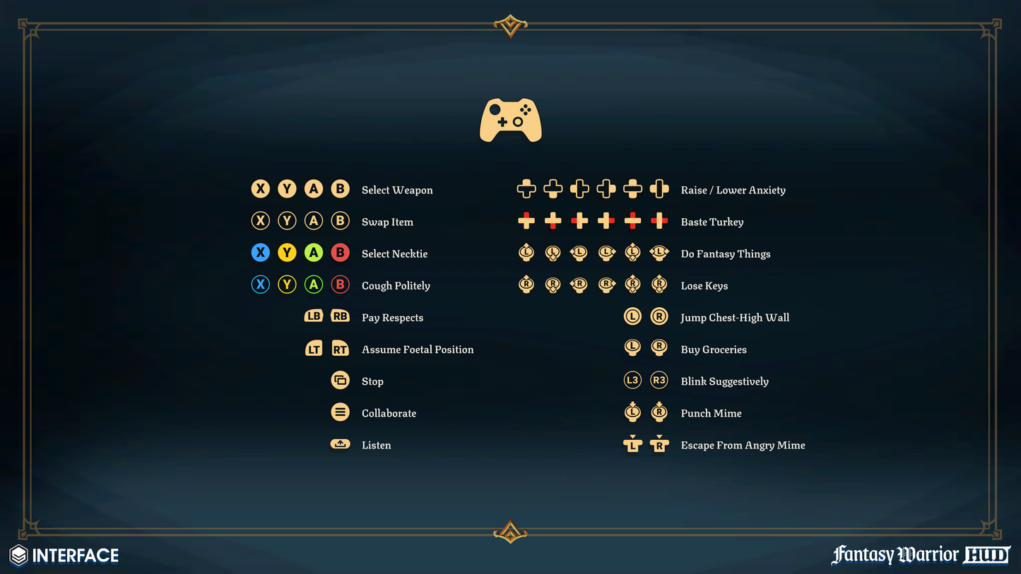 Xbox input ineractions for game UI and HUD design