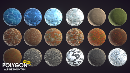 Moon and ball sprite examples from the POLYGON Alpine Mountain asset pack