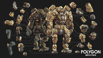 POLYGON Mech Pack modular components for each piece of the mech's armour