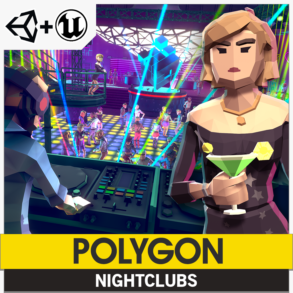 POLYGON Nightclub assets for Unreal Engine and Unity 3D low poly game development