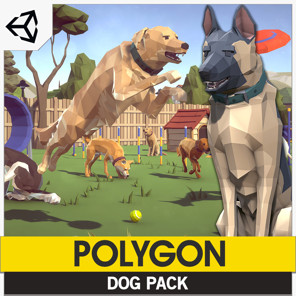 POLYGON - Dog Pack - Synty Studios - Unity and Unreal 3D low poly assets for game development