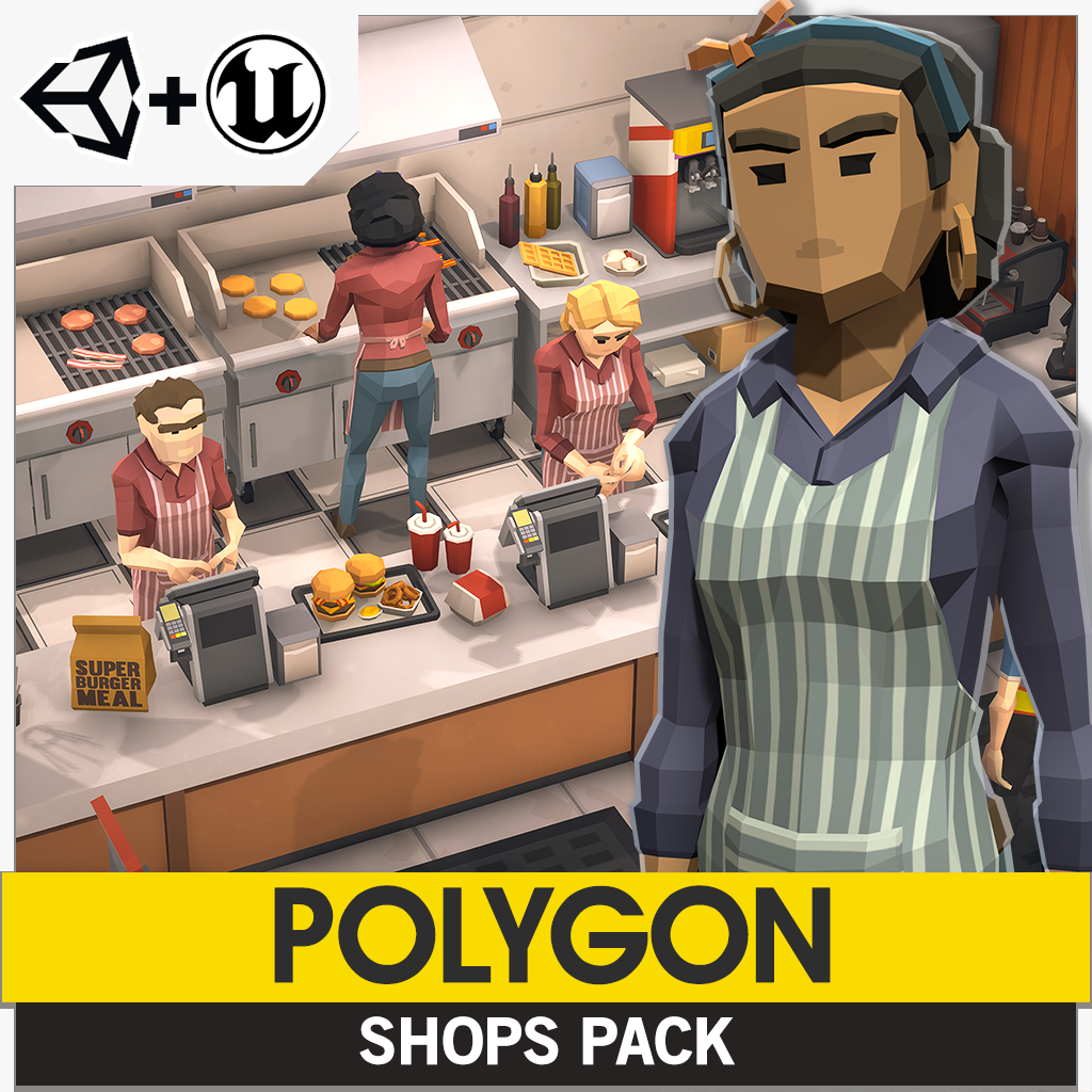 POLYGON Shops Pack for Unity and Unreal Engine game development