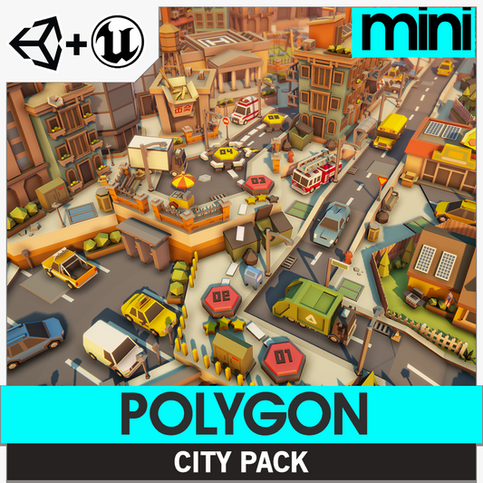 POLYGON Mini City Pack for Unity and Unreal Engine mobile game development