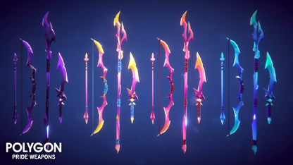 Four colour options for the POLYGON Pride Weapons pack