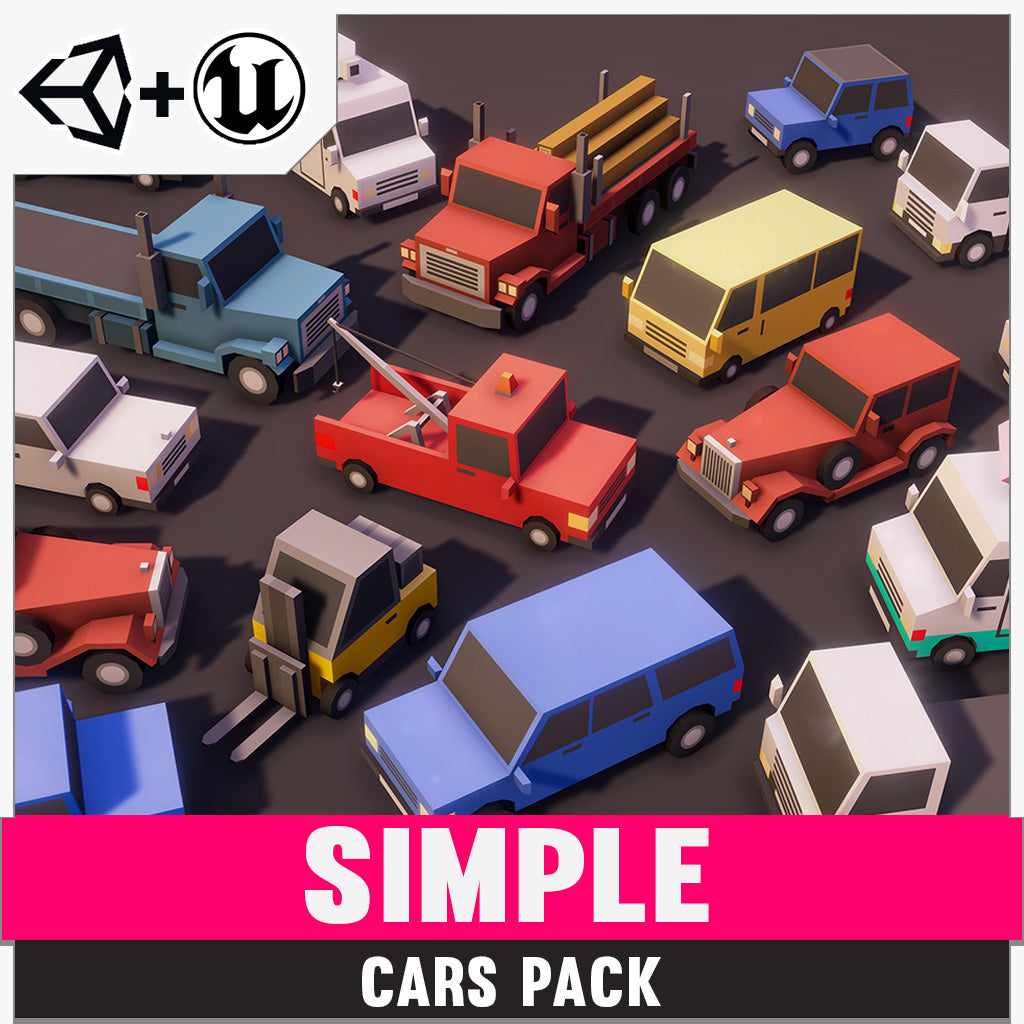 Simple Cars Cartoon Vehicles for Unity and Unreal Engine game development