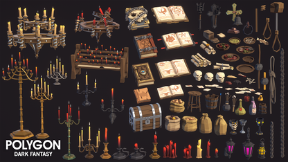 POLYGON Dark Fantasy 3D medieval character equipment, item and prop assets