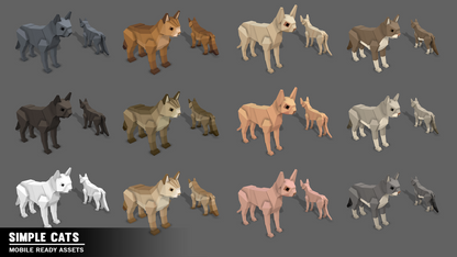 Cat character game assets including tabby's, bobtails and siamese breeds