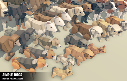 Close up view of dog assets from the Simple Dogs pack