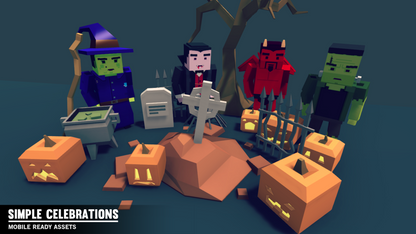 Halloween celebration assets for 3D low poly games