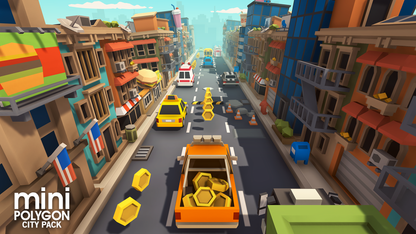 A mobile game developed using assets from the POLYGON Mini City Pack