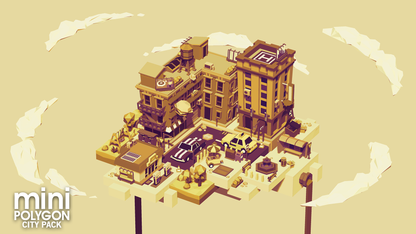 A mobile game level of a small city on a cube hex tile