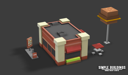 A fast food burger restaurant for 3D low poly games