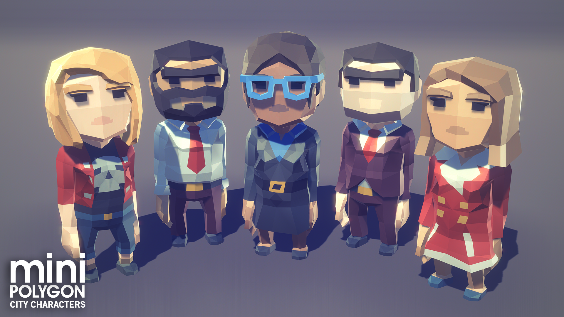 Mini city game characters from POLYGON low poly assets