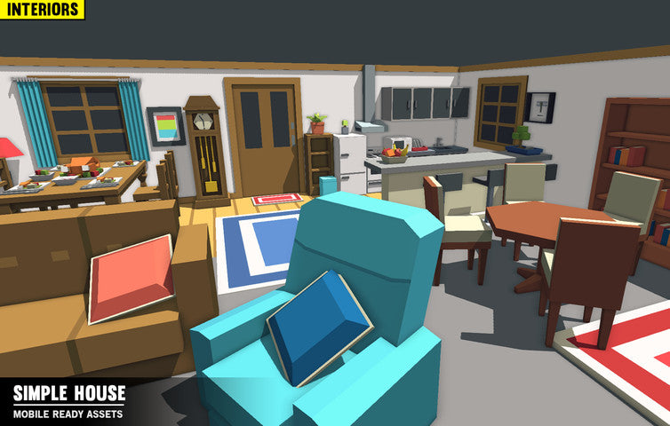 The interior of a home built using Simple House Interiors game assets