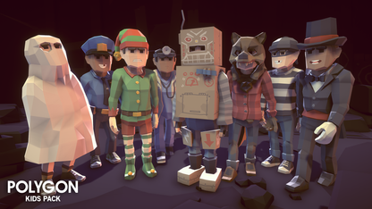 Halloween kid character game figure assets standing together