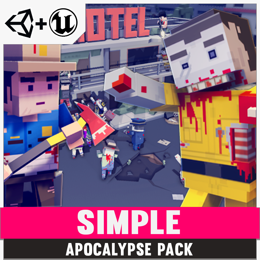 Simple Apocalypse Pack for Unity and Unreal Engine 3D low poly asset game development