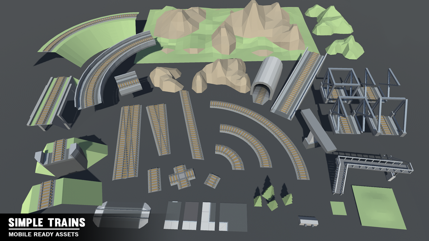 Simple Trains landscape and environment assets including bridges and railways