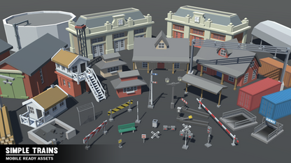 Simple Trains asset examples for train stations and public crossings