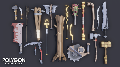 Fantasy Rivals Pack low poly weapon options available