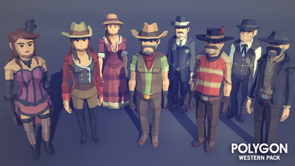 8 characters with alternative colors from the POLYGON Western Pack