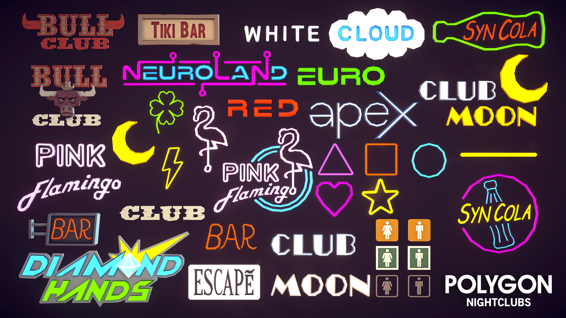 POLYGON nightclub game asset pack