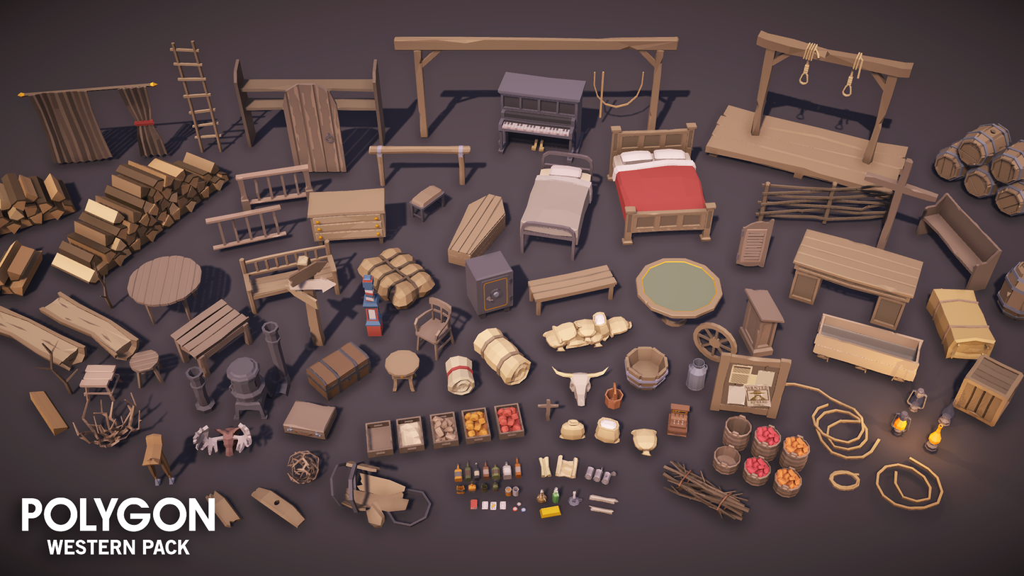 POLYGON Western Pack environment, prop and item asset examples