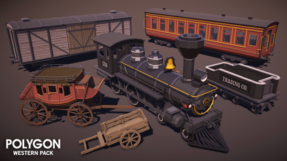 POLYGON Western Pack 3D modular train game assets for Unity and Unreal Engine