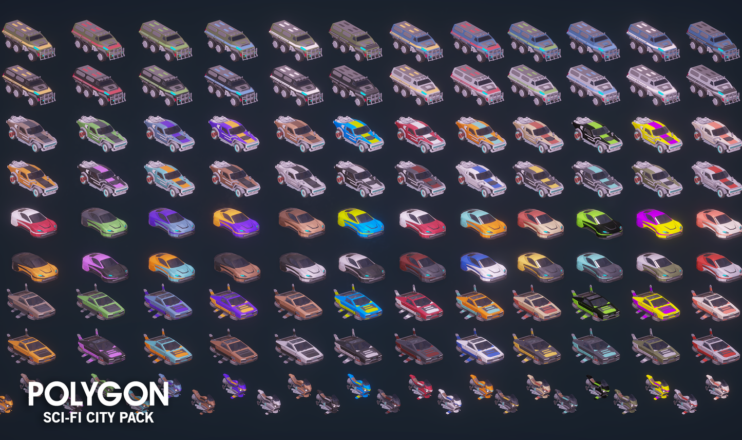 Sci-Fi City vehicle design choices and object skins