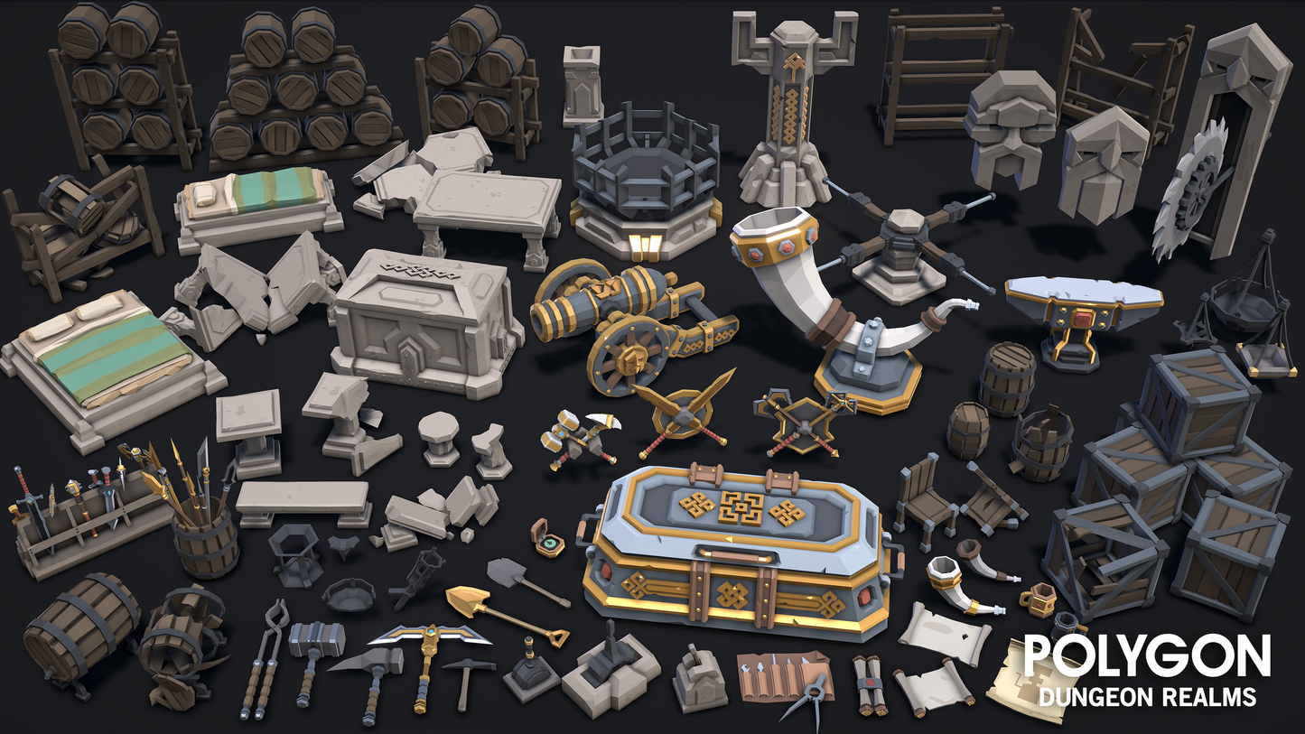 POLYGON Dungeon Realms 3D low poly assets for game development