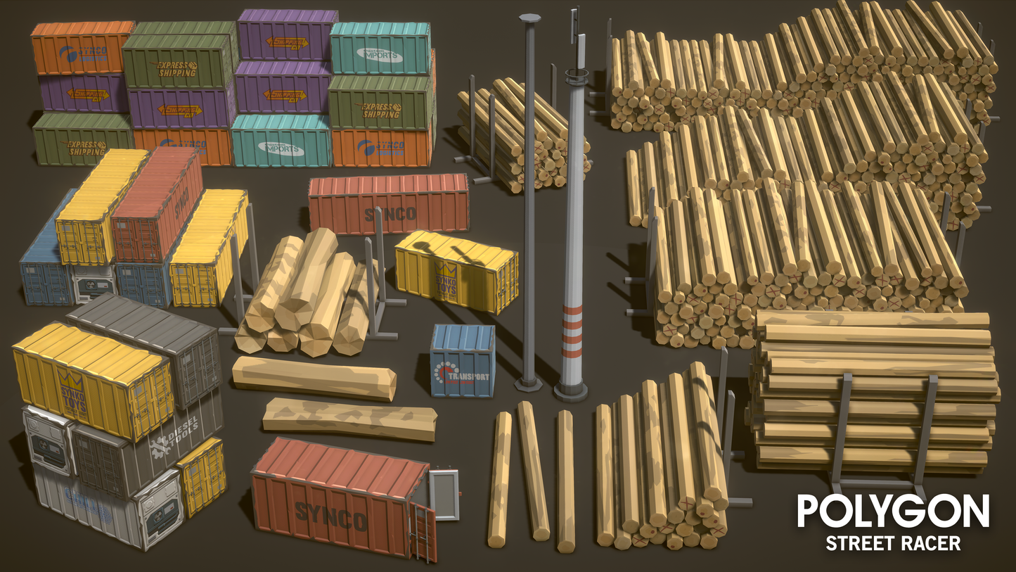 Timber and container assets for populating a harbour port