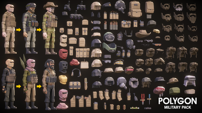 Soldier and terrorist customizable options for each character asset