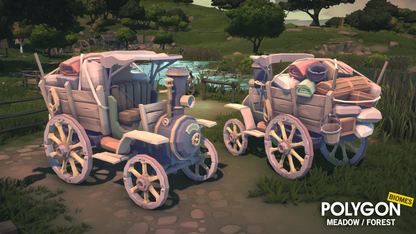 Steam and horse pulled wagon assets