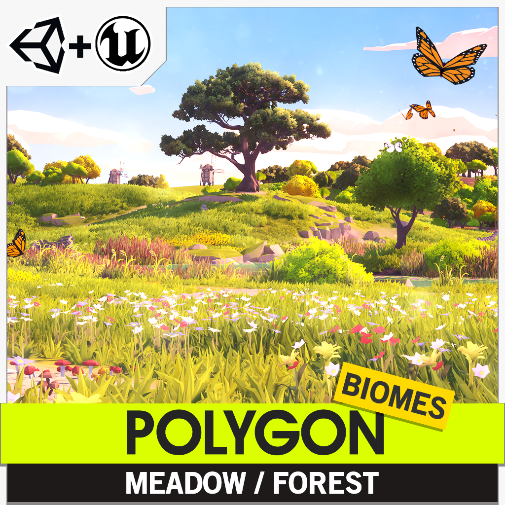 POLYGON Meadow Forest Nature Biome assets for Unreal Engine and Unity game development