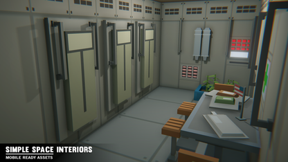 Low poly spaceship locker room