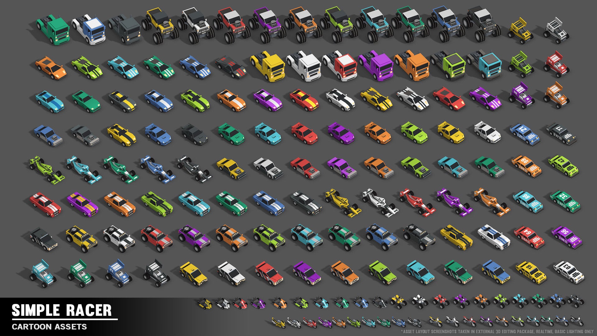 Aerial view of the Simple Racer vehicle assets