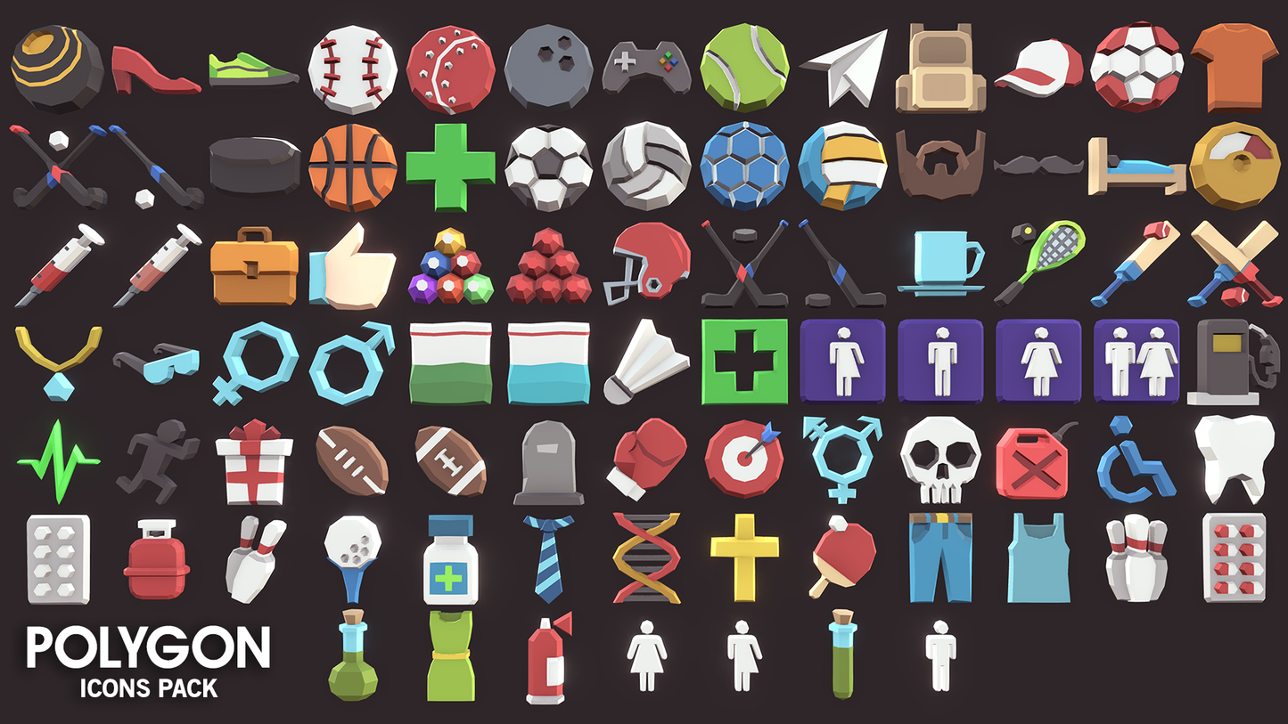 Sports icon pack variations from the POLYGON Icons Pack