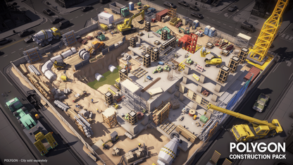 Large city project construction site game assets