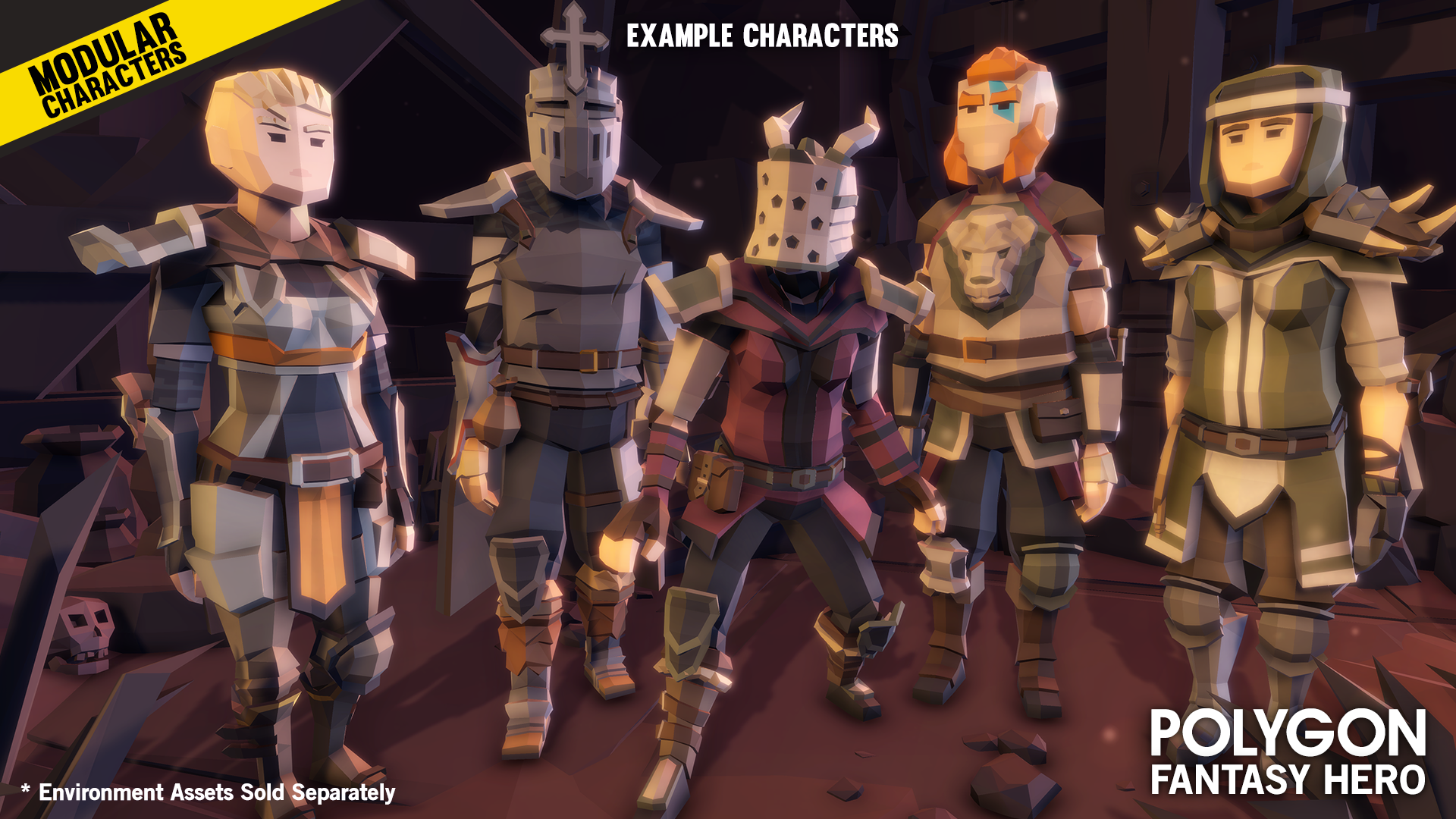 POLYGON - Modular Fantasy Hero Characters - Synty Studios - Unity and Unreal 3D low poly assets for game development