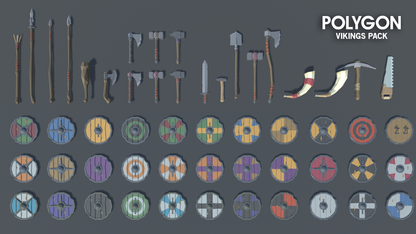 Low poly viking weapon assets