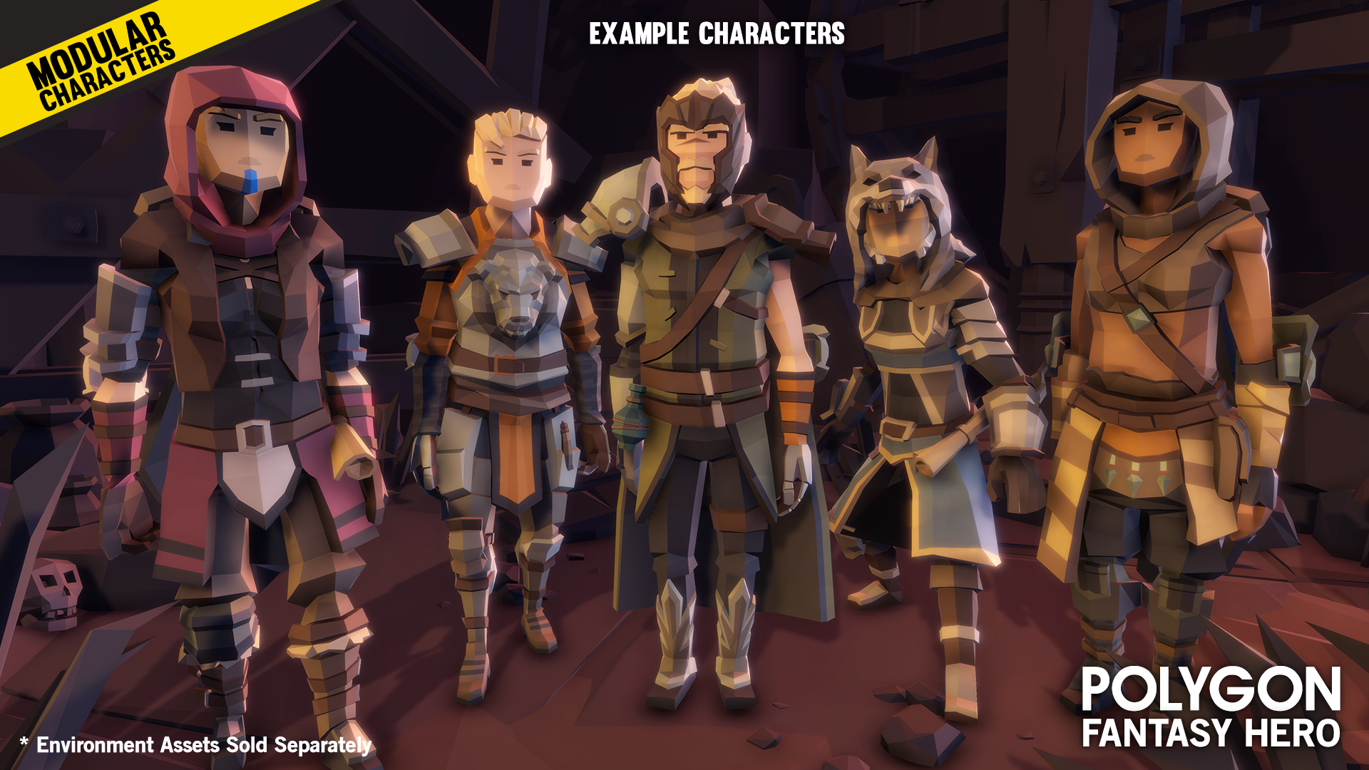 POLYGON - Modular Fantasy Hero Characters - Synty Studios - Unity and Unreal 3D low poly assets for game development