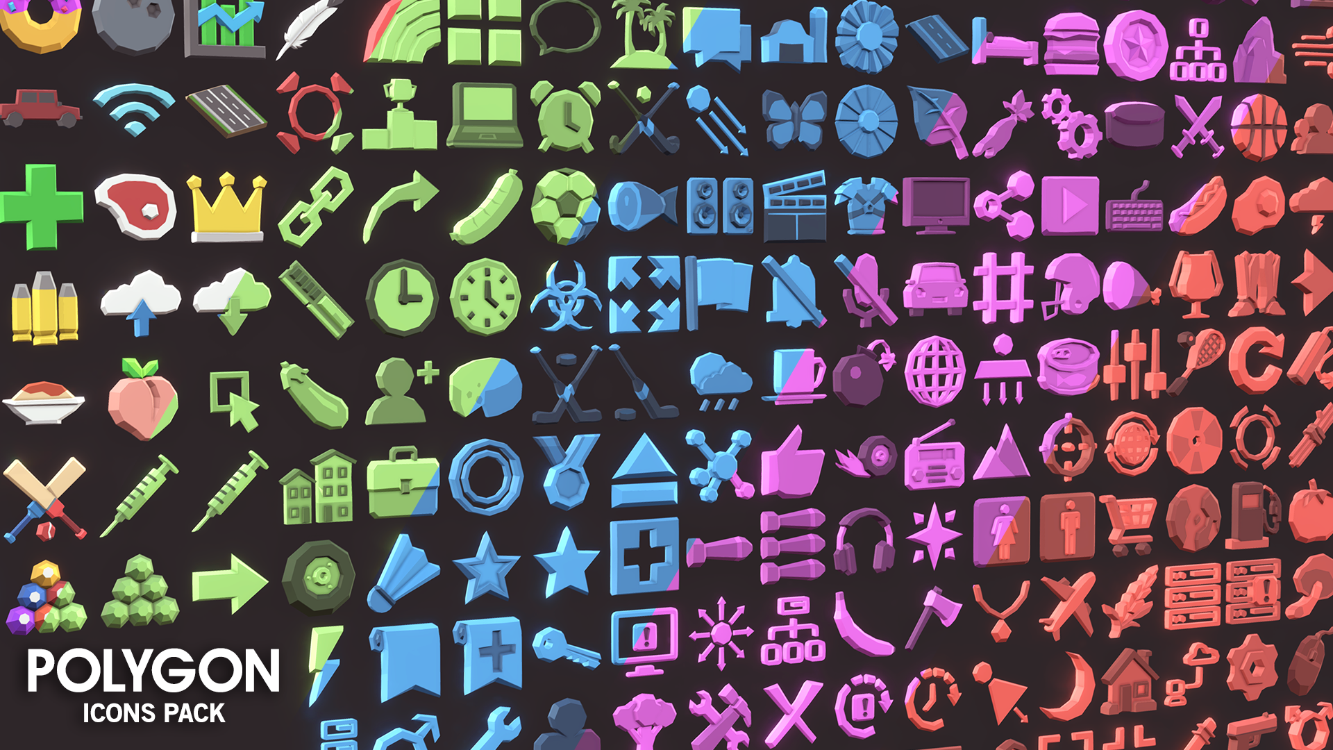 Icons asset variations that are available to add to Unity and Unreal Engine games