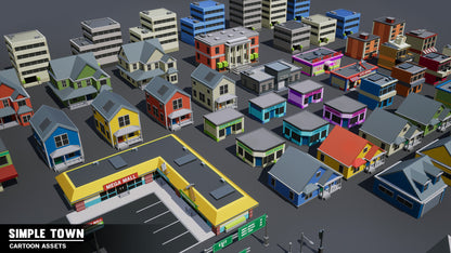 Simple Town low poly house assets