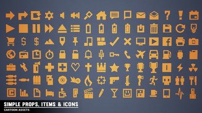 Orange game icons from the Simple Props, Items and Icon Pack