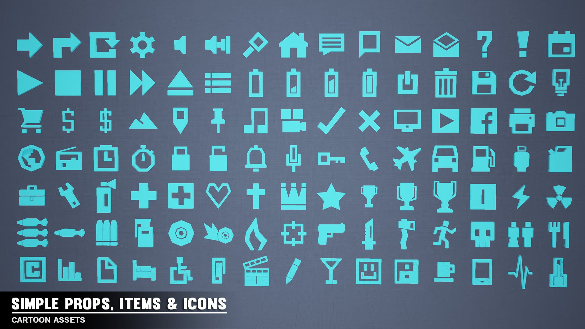 Blue game icons from the Simple Props, Items and Icon Pack