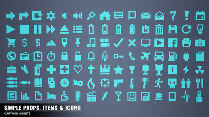 Blue game icons from the Simple Props, Items and Icon Pack